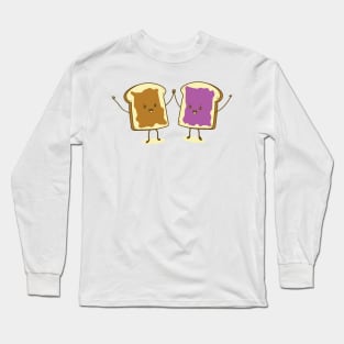 Kawaii cute Peanut Butter & Jelly are friends cartoon graphics Long Sleeve T-Shirt